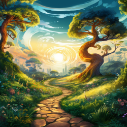 An image that represents the journey to recovery, with a winding path leading through vibrant greenery.